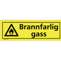 SKILT  BRANNFARLIG GASS  GULT 10x30cm