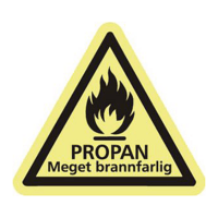 GASSKILT TREKANT PROPAN MEGET BRANNFARLIG