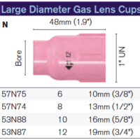 Parweld TIG Pro Large Diameter Gas Lens Cups "N" "I"
