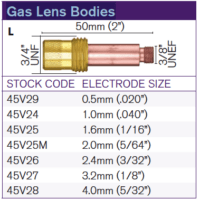 Parweld TIG Gas Lens Bodies "L"