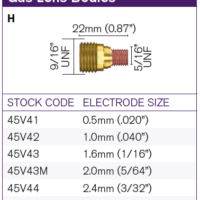 Parweld TIG Pro Gas Lens Bodies "H"