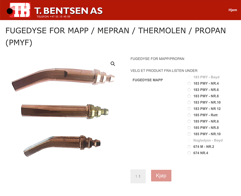 Velg vare fra meny